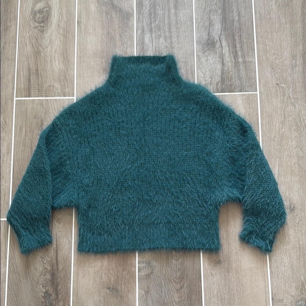 Express Teal Cropped Sweater